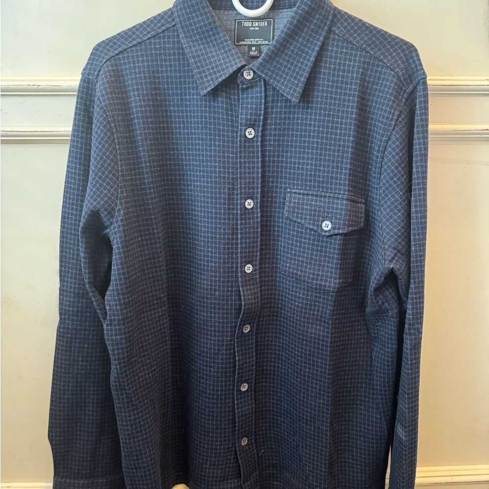 TODD SNYDER LONG-SLEEVE 
DOUBLE KNIT POLO IN NAVY